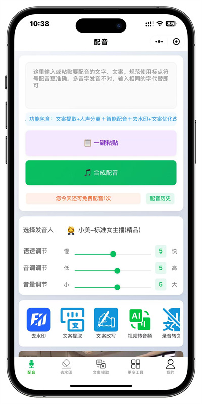文案提取功能截图